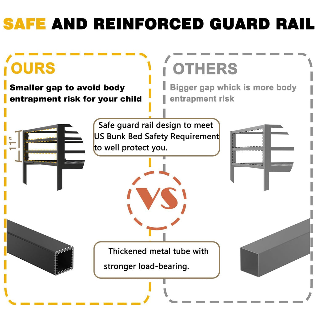 Adam Sturdy Twin over Twin Bunk Bed Metal Black for Kids and Adult, Low Profile Twin over twin bunk bed with Ladder and Guardrails, Easy Climbing, Beds for Bedroom, Same as original B083124170
