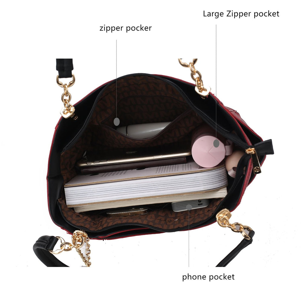 MKF Collection Jules M Logo Printed Vegan Leather Women Tote Bag by Mia k