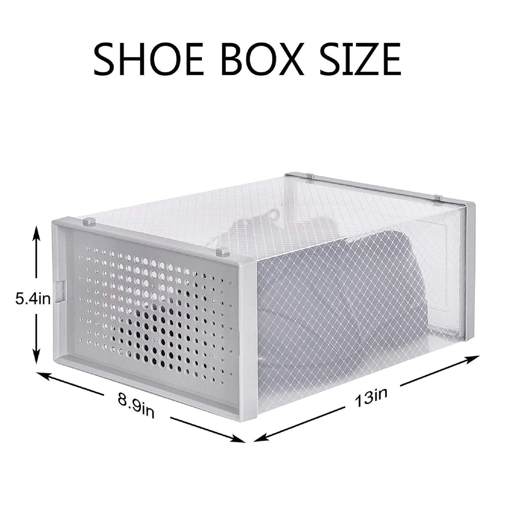 Set of 12 Stackable Clear Plastic Transparent Shoe Storage Box in Home