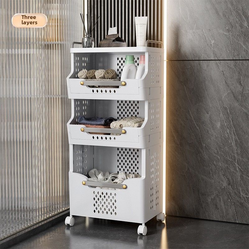 Laundry Basket Bathroom Foldable Dirty Clothes Storage Basket Wall Hanging Shelf