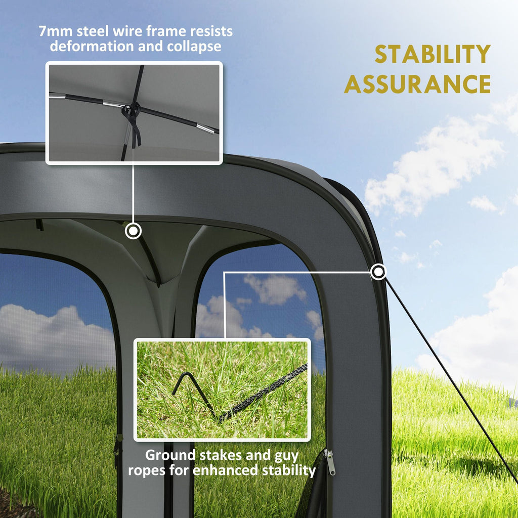 6 x 6ft Pop Up Screen Tent, UPF50+ Portable Camping Gazebo Screen House with Carry Bag, Dark Gray