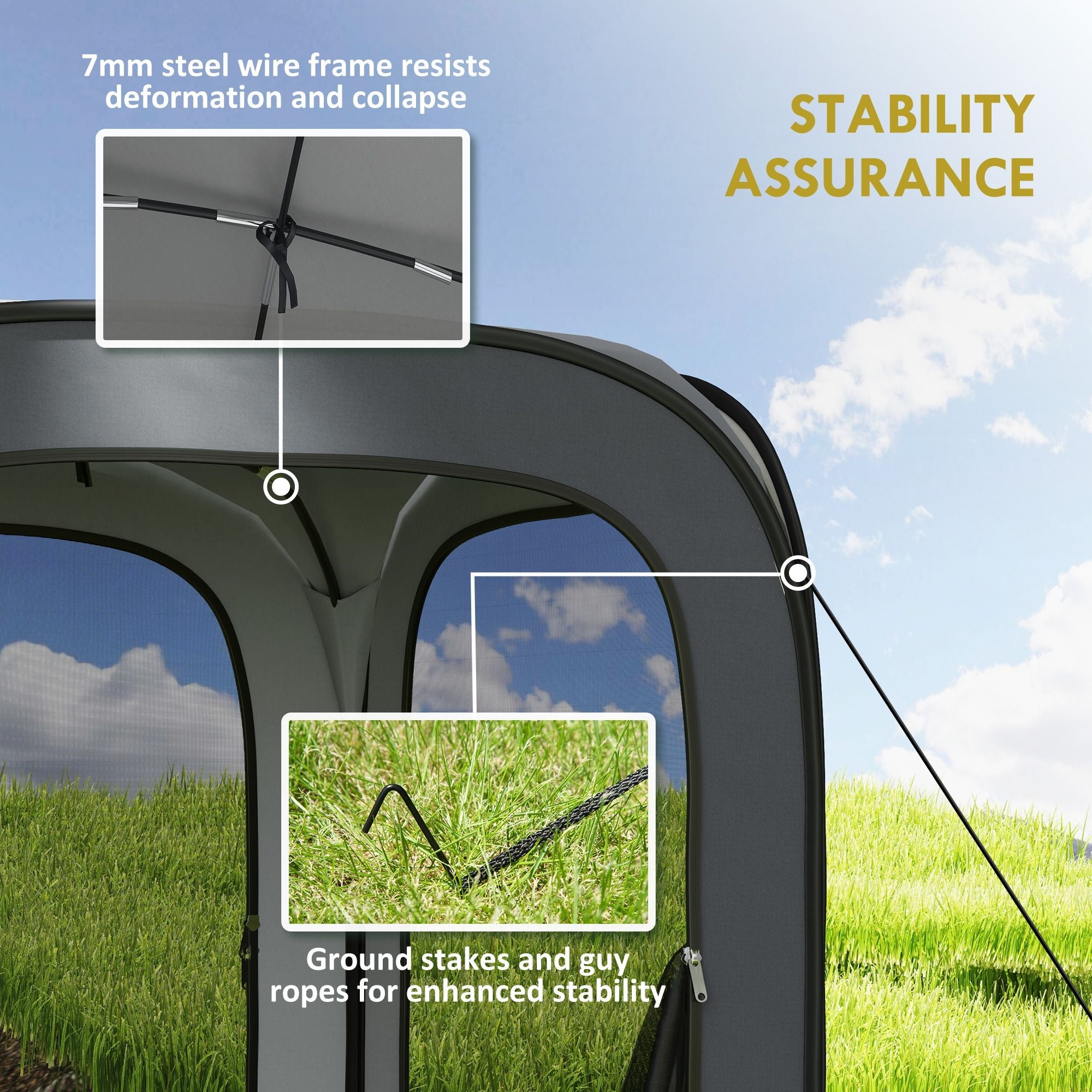 6 x 6ft Pop Up Screen Tent, UPF50+ Portable Camping Gazebo Screen House with Carry Bag, Dark Gray