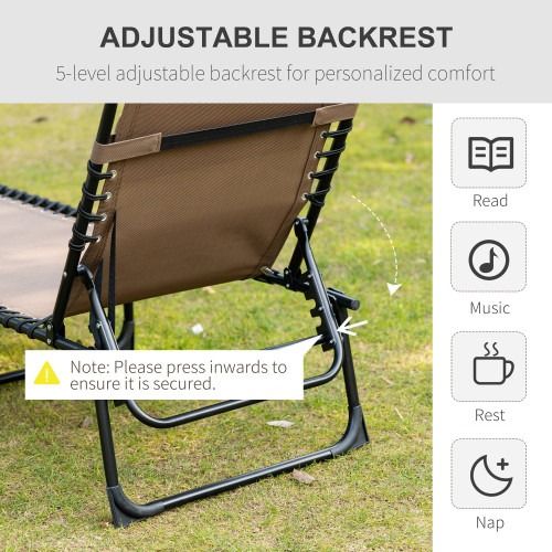 Portable Folding Recliner Chair Lightweight Adjustable Backrest with Removable Pillow Foldable Camping Lounger Sunbathing Bed for Patio Garden Beach Outdoor Use