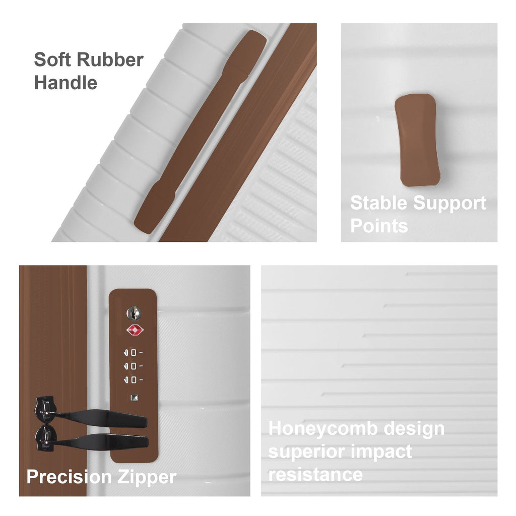 Luggage Set 3 Piece, PP Hardshell Carry on Suitcase with Spinner Wheels & TSA Lock, Lightweight Suitcases for Business, Trip, (20"/24"/28"), White