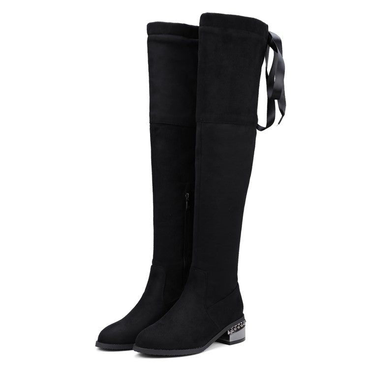 Winter New Style Fashion SquareOver Knee Boots overlapping Bandage