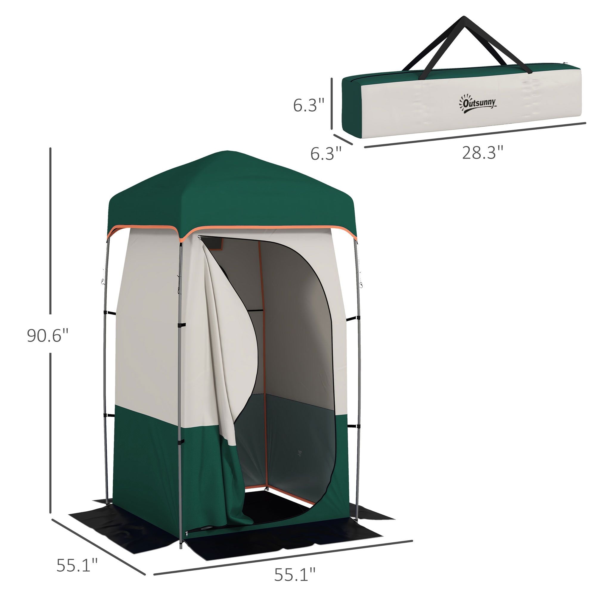 Camping Shower Tent, Portable Privacy Shelter with Solar Shower Bag, Removable Floor and Carrying Bag, Green