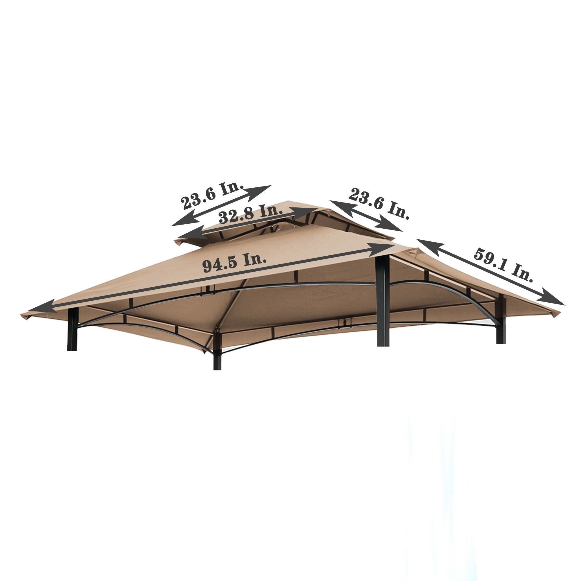 8x5Ft Replacement Canopy Top for BBQ Gazebo Double-Layer BBQ Tent Cover Durable Waterproof Sunshade Shelter Replacement Roof Beige Perfect for Outdoor Patio Backyard Cooking and Parties