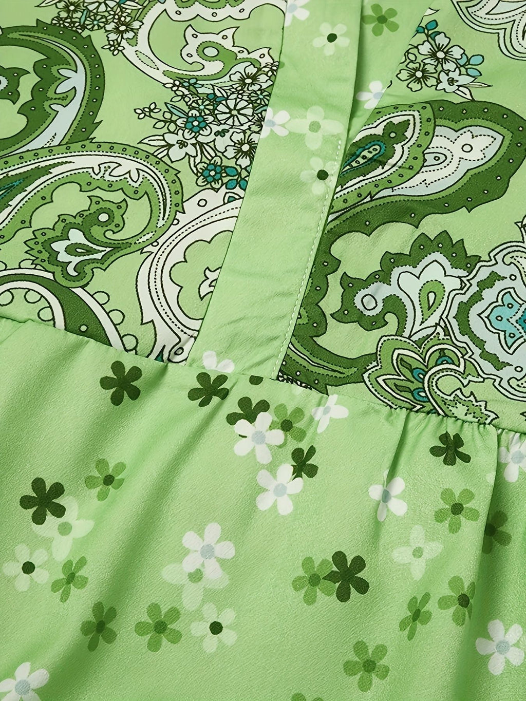 Floral Print Ruffle Hem Dress; Boho Holiday Long Sleeve V-neck Dress; Women's Clothing