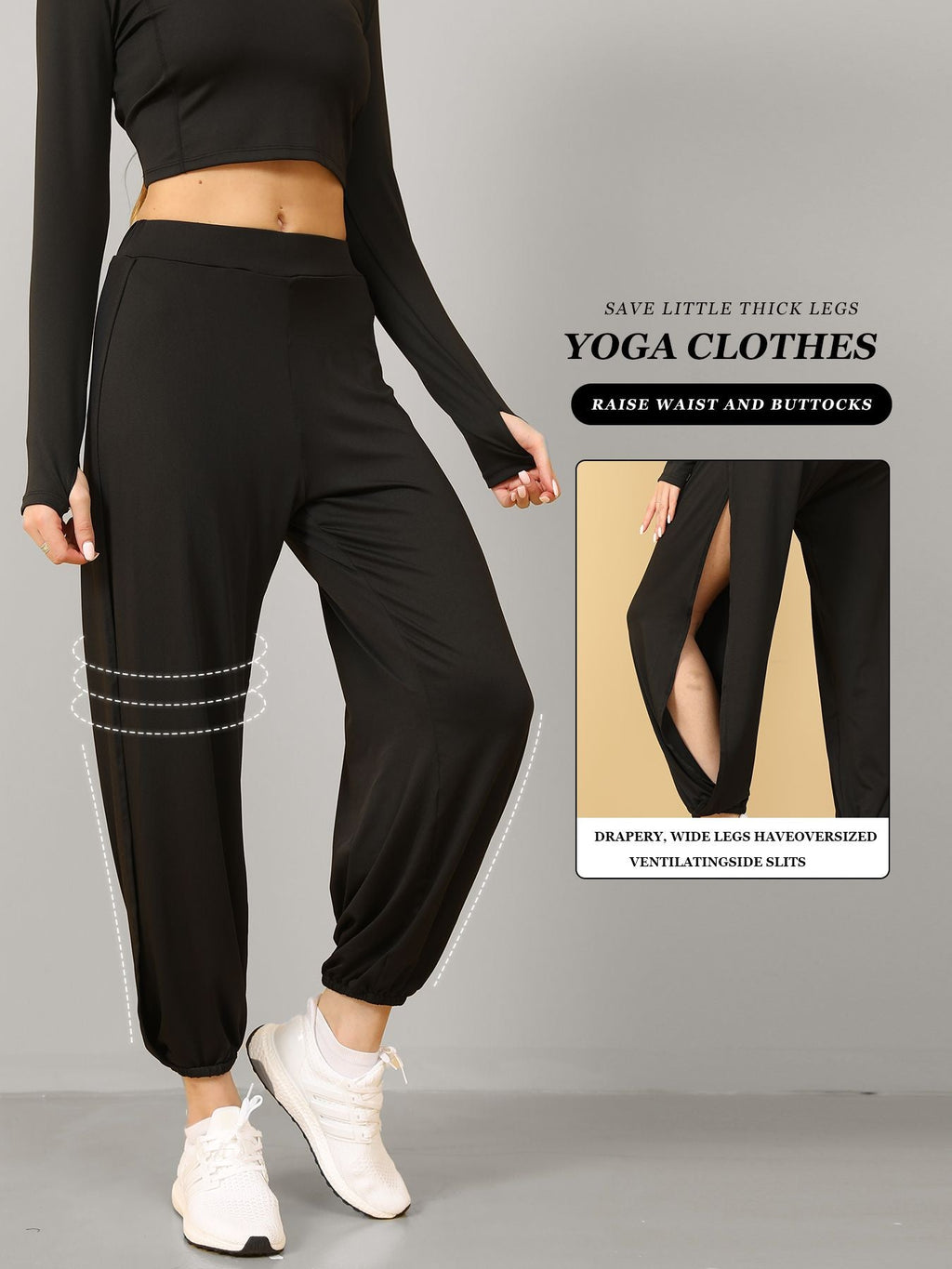 High Slit Boho Harem Yoga Pants for Women â€?Flowy, Trendy & Comfortable