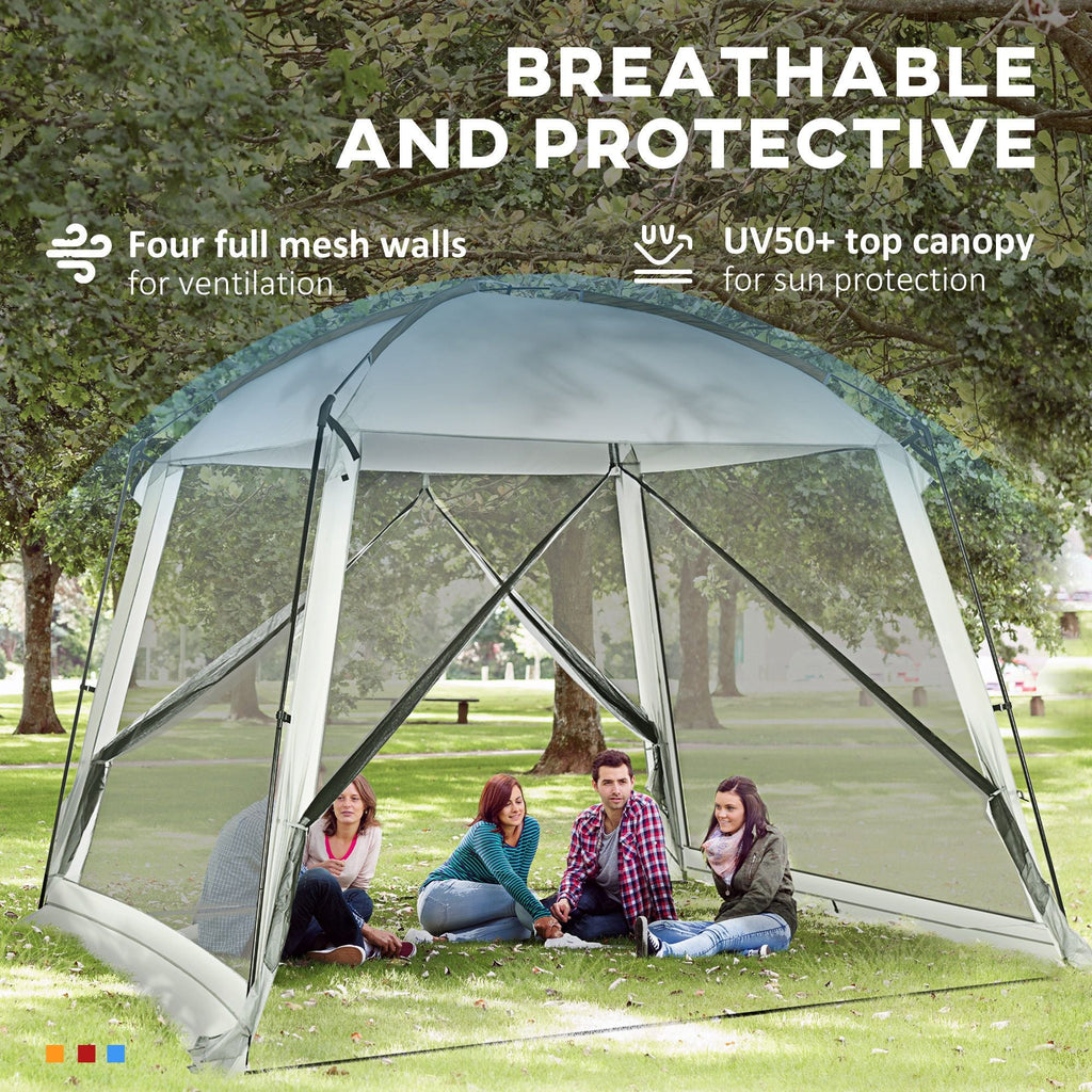 10'x10' Mesh Tent w/ 2 Doors Carry Bag and Breathable Walls, UV50+ Protection Screen House, Easy Setup and Pack, White