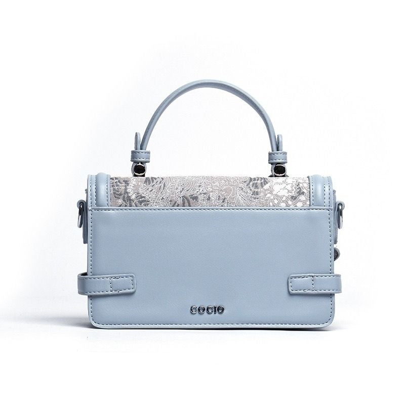 New embroidery handheld small square bag female ins hundred fashion lock buckle single shoulder crossbody bag