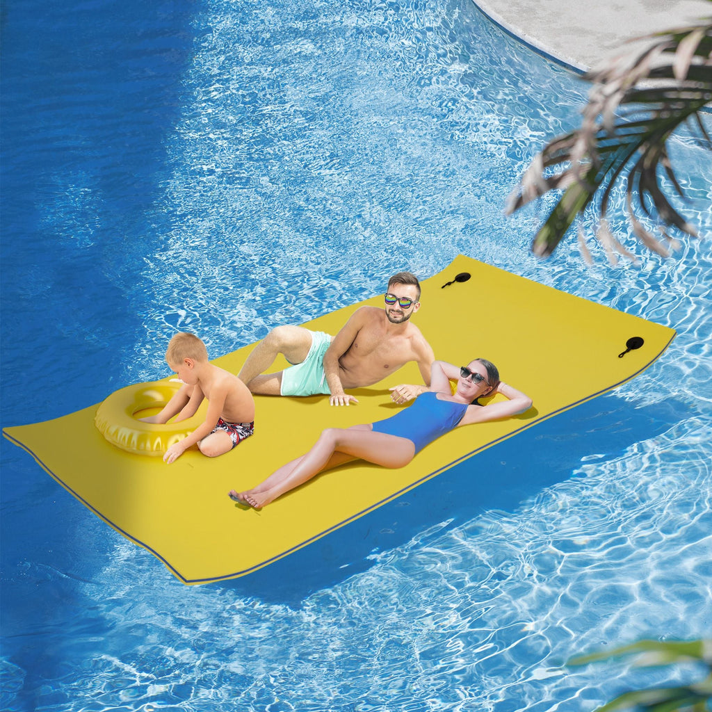 Floating Water Mat 10' x 5' 3-Layer Pool Float Foam Raft Thick for Swimming Lake Ocean Yellow