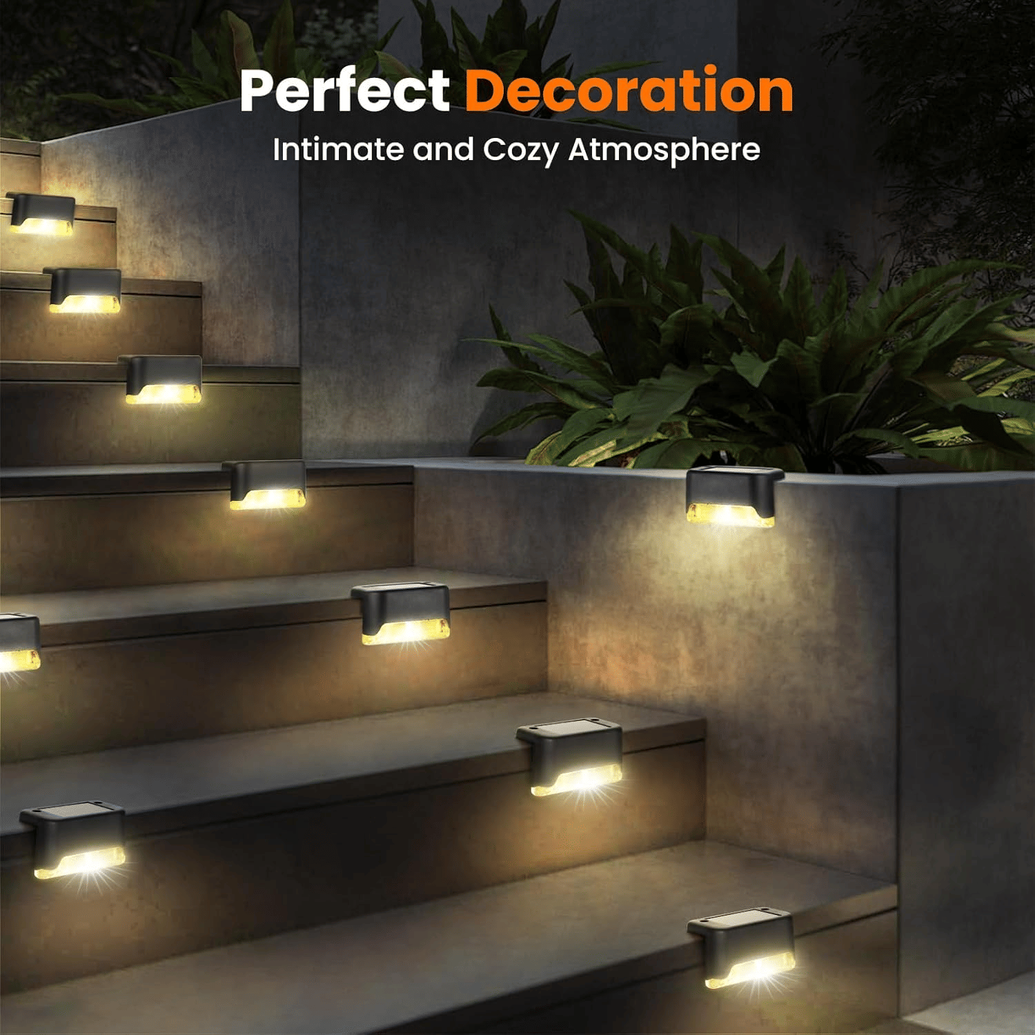 32PCS Solar Deck Lights Outdoor, Solar Step Lights Waterproof Led Solar lights for Outdoor Stairs, Step , Fence, Yard, Patio, and Pathway Family's Gifts (Warm White)
