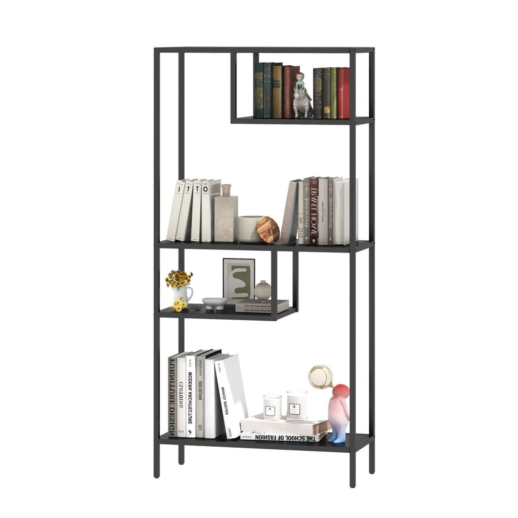 Modern Storage Shelf with 4 Compartments & Metal Legs, Freestanding Organizer,Book Shelves Display Shelves for Living Room, Bedroom, Home Office