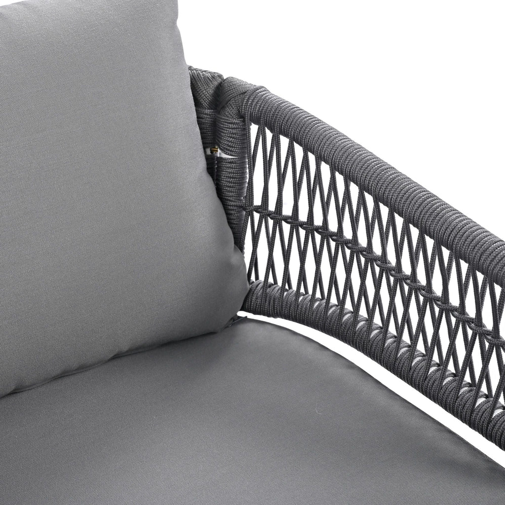 4-Piece Patio Furniture Set, Outdoor Furniture with Acacia Wood Table, Patio Conversation Set with Deep Seating & Thick Cushion for Backyard Porch Balcony