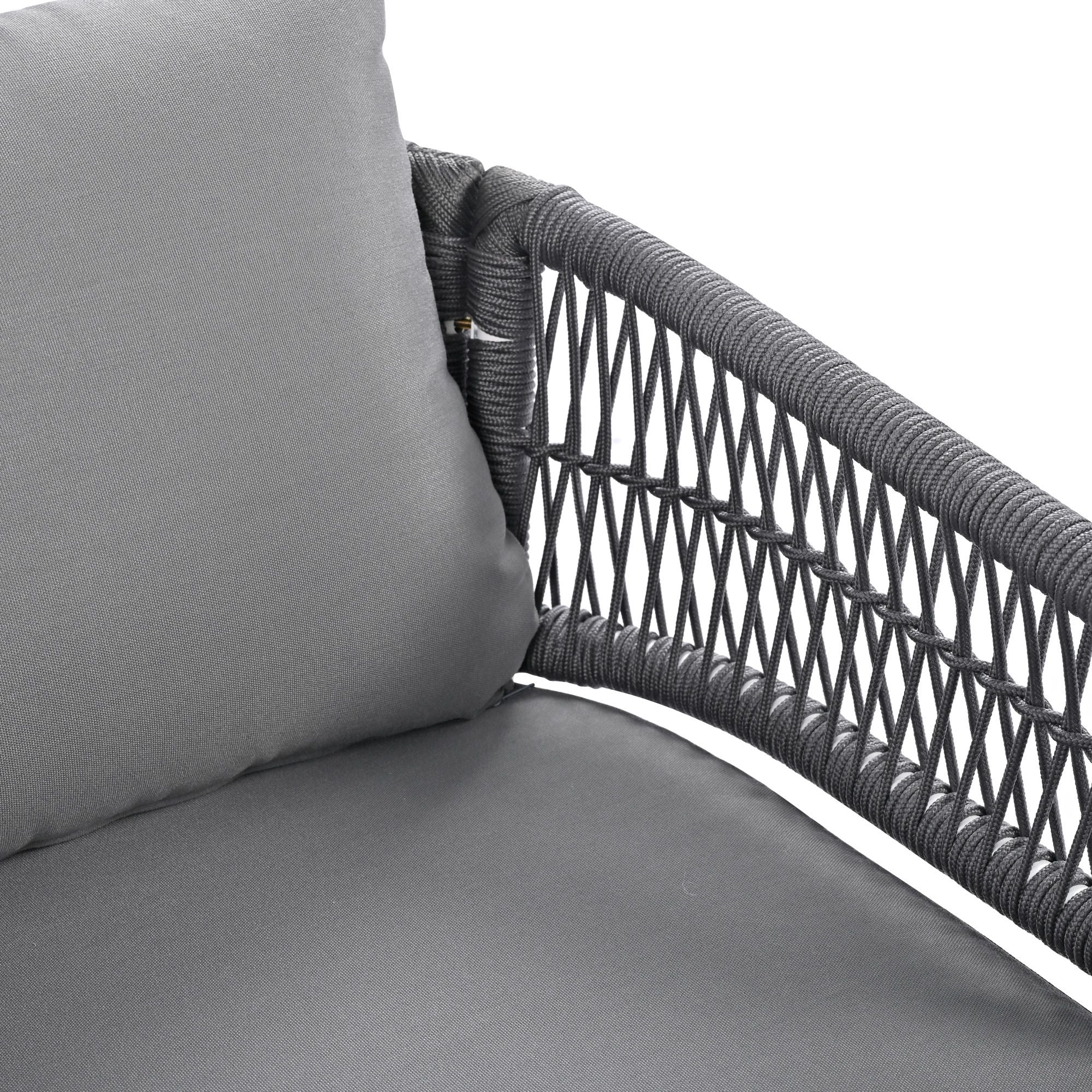 4-Piece Patio Furniture Set, Outdoor Furniture with Acacia Wood Table, Patio Conversation Set with Deep Seating & Thick Cushion for Backyard Porch Balcony