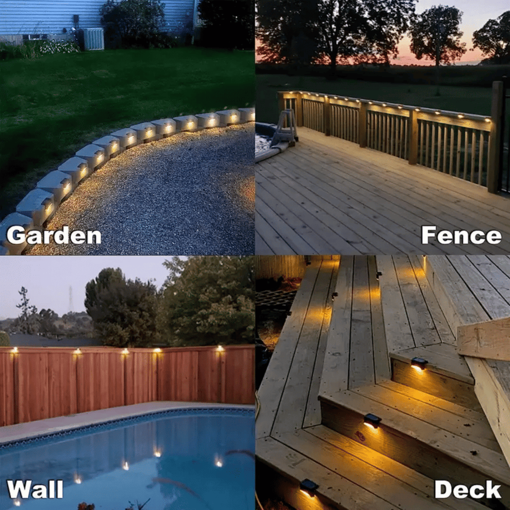 Solar Deck Lights Outdoor 16 Pack, Solar Step Lights Waterproof Led Solar lights for Outdoor Stairs, Step , Fence, Yard, Patio, and Pathway(Warm White)