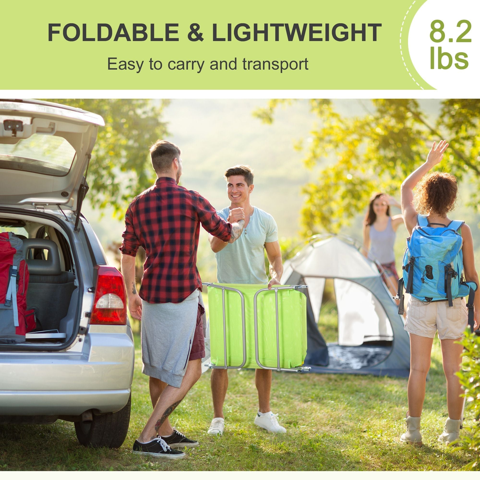 Outsunny Folding Chaise Lounge Chair, Green, Portable, 6-Level Adjustable Back, Pillow Included, Ideal for Patio, Garden, Beach