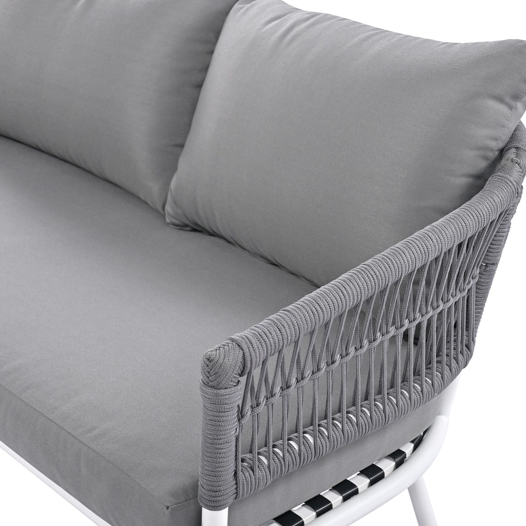 4-Piece Patio Furniture Set, Outdoor Furniture with Acacia Wood Table, Patio Conversation Set with Deep Seating & Thick Cushion for Backyard Porch Balcony