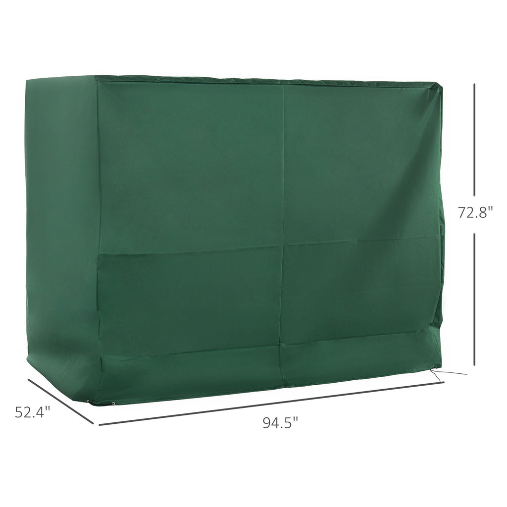 Outsunny 600D Oxford 3-Seater Patio Swing Cover Outdoor Swing Chair Cover Rain Protection Waterproof Anti-UV, Dark Green