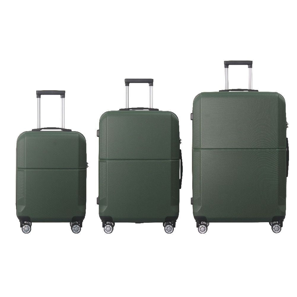 Green 3-Piece Premium ABS Luggage Set-20", 24", and 28" Suitcases with Multi-Position Handle, Silent Spinner Wheels, and TSA-Approved Lock-Durable, Stylish, and Spacious Travel Gear