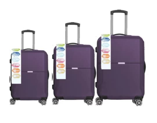 PURPLE 3-Piece Premium ABS Luggage Set-20", 24", and 28" Suitcases with Multi-Position Handle, Silent Spinner Wheels, and TSA-Approved Lock-Durable, Stylish, and Spacious Travel Gear