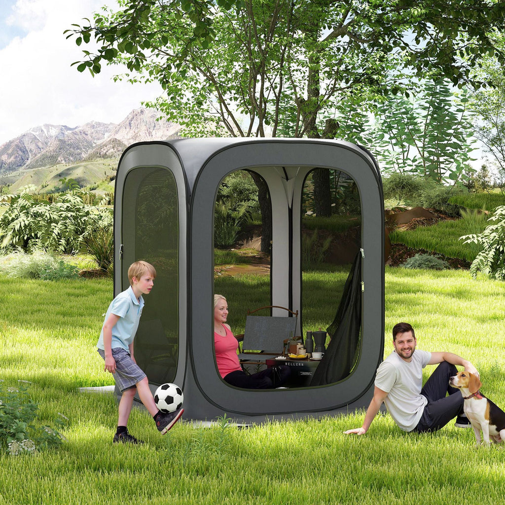 6 x 6ft Pop Up Screen Tent, UPF50+ Portable Camping Gazebo Screen House with Carry Bag, Dark Gray