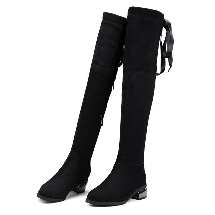 Winter New Style Fashion SquareOver Knee Boots overlapping Bandage