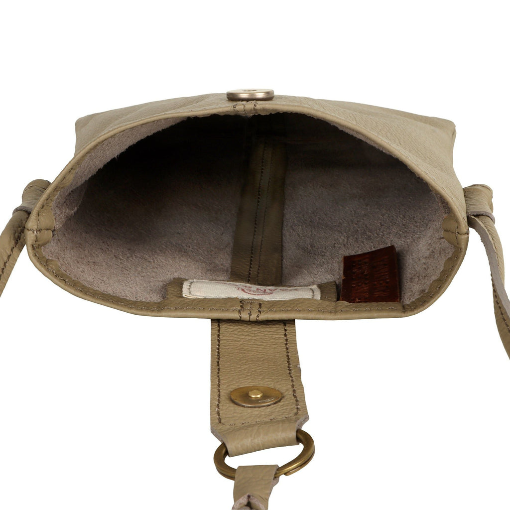 Jennie Small crossbody bag w/ slim strap closure & tassel - Light Brown