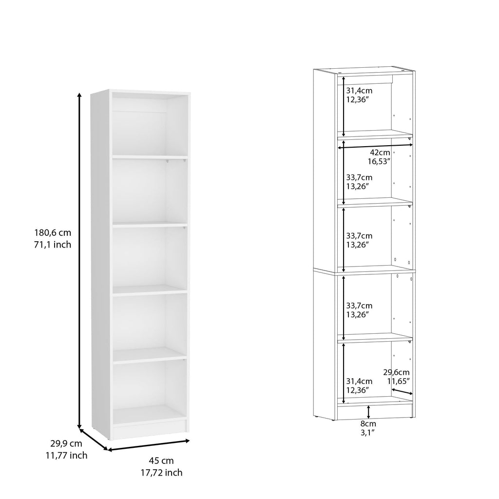 Vinton XS Bookcase Compact Bookshelf with Multiple Shelves