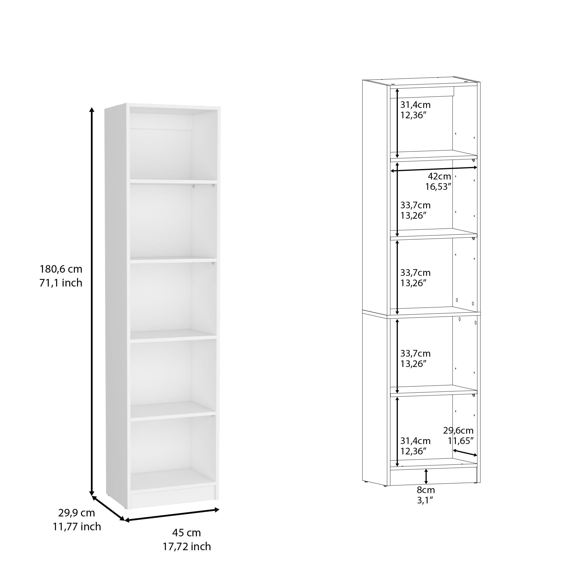 Vinton XS Bookcase Compact Bookshelf with Multiple Shelves