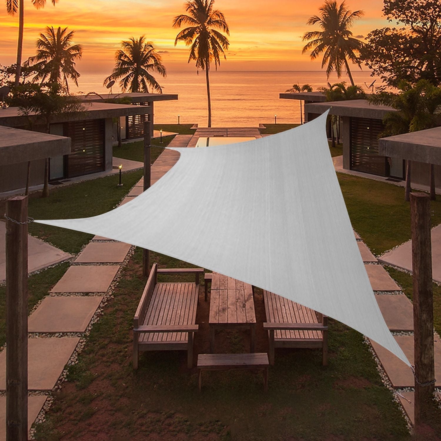 Artpuch Custom Size Light Gray Sun Shade Sail Triangle Canopy 185 GSM Durable Fabric UV Block Awning for Outdoor Patio Garden Backyard (Customized Available)