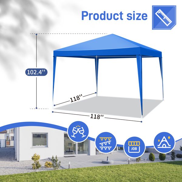 10'x10' Gazebo Waterproof Outdoor Canopy Patio Tent Party Tent for Wedding BBQ Cater, Blue