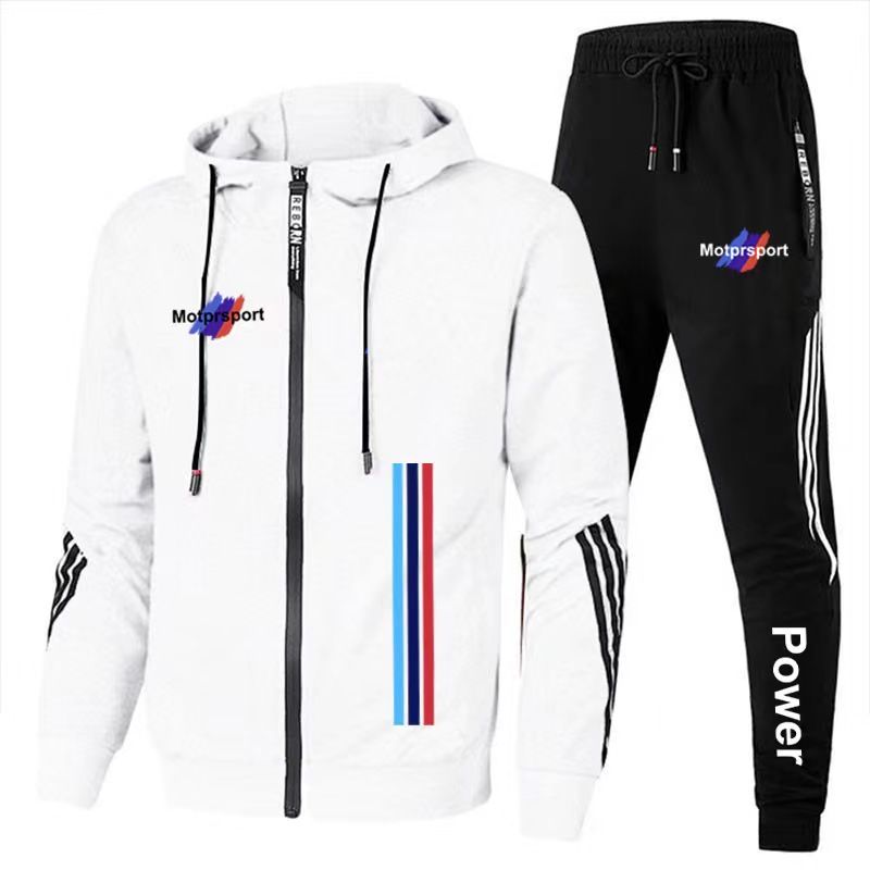 For Bmw Men's Casual Sports Suit Zipper Hooded Jacket + Pants Tracksuit Sweatshirt Casual Male Set