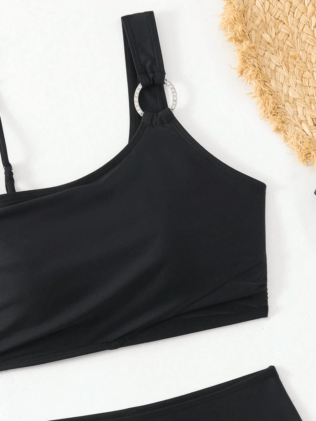 Women's minimalist asymmetrical split style quick drying bikini swimsuit