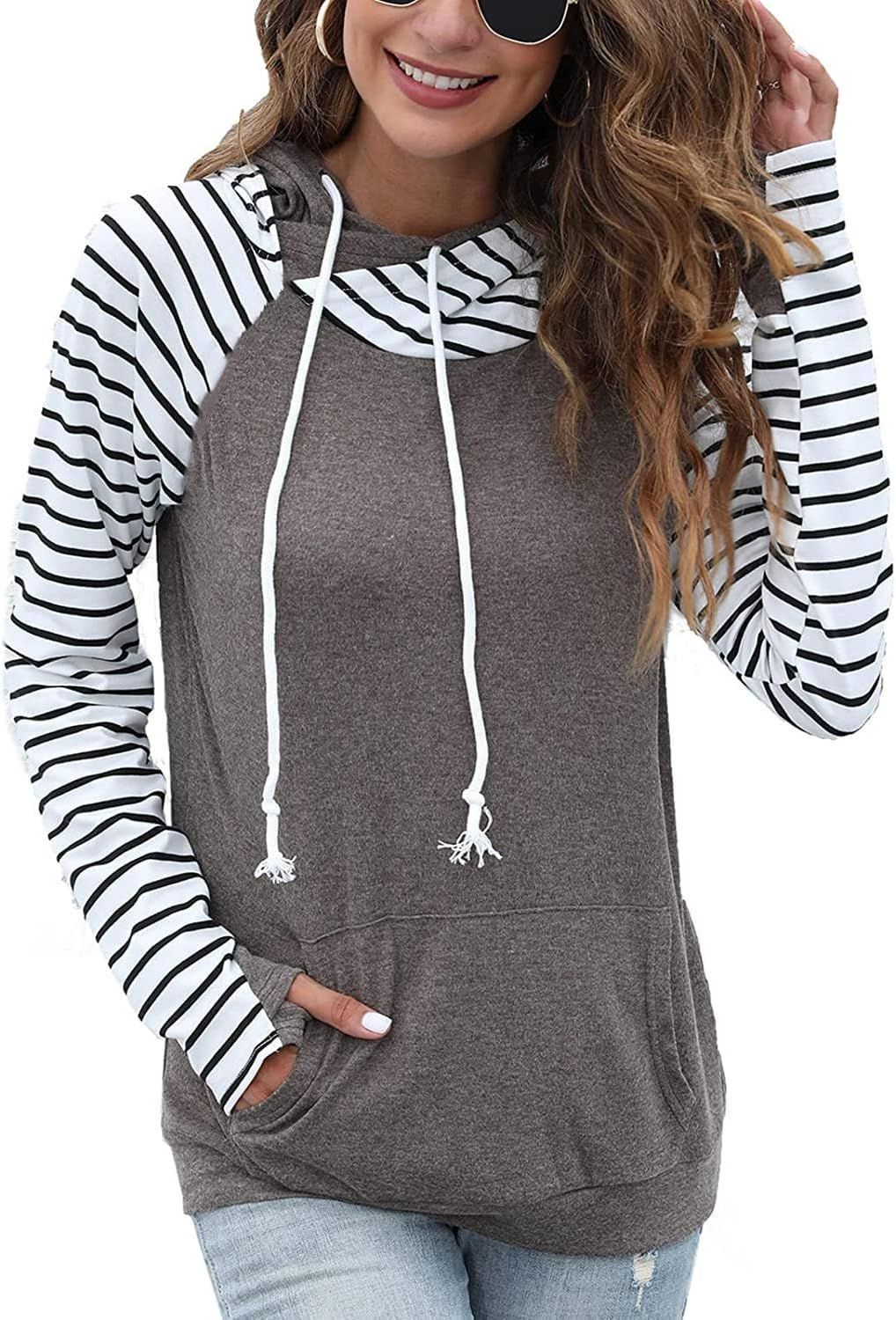 Women's Shirts with Pocket Casual Pullover Sweaters Long Sleeve T Shirts Sweatshirts Tops Blouses