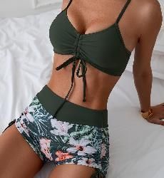 Women's One Piece Wide Shoulder Strap Top V Neck Sexy Bikini Bathing Swimsuits