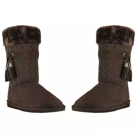 Toasty Toes Plush Knit Faux Fur Boots