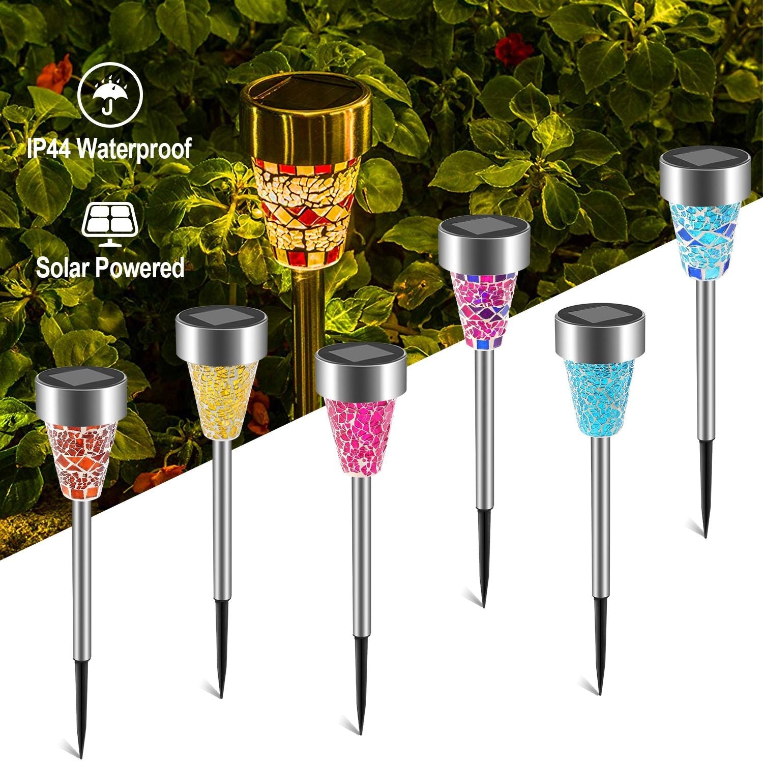 6Packs Solar Garden Lights Outdoor Solar Pathway Lights IP44 Water-resistant Landscape Lights 8Hrs Lawn Lamps for Yard Driveway Walkway