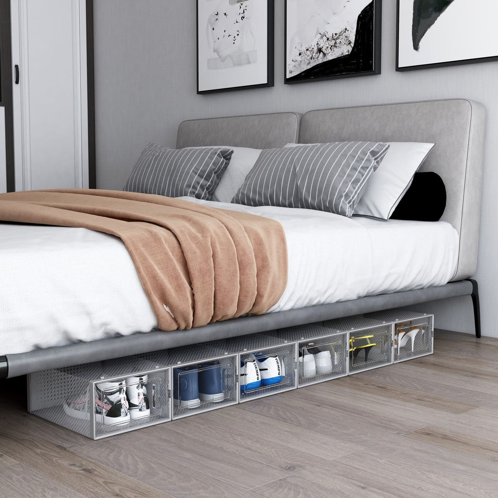 Set of 12 Stackable Clear Plastic Transparent Shoe Storage Box in Home