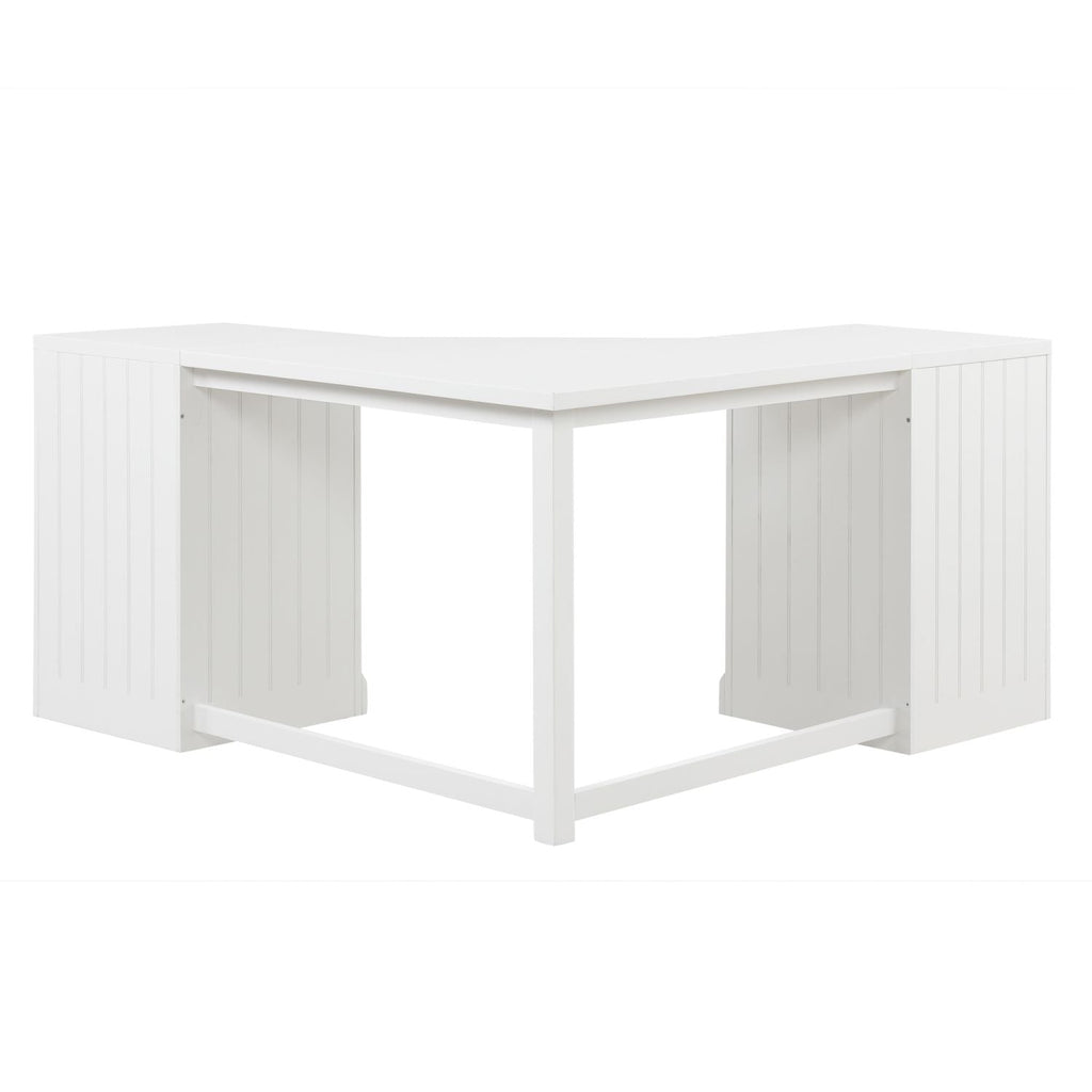 57.68" Modern L Shaped Executive Desk with 2 Storage Cabinets and 3 Drawers,Corner Writing Desk,Office Desk Furniture,Computer Desks with Depth Workstation for Home Office,Living room,White