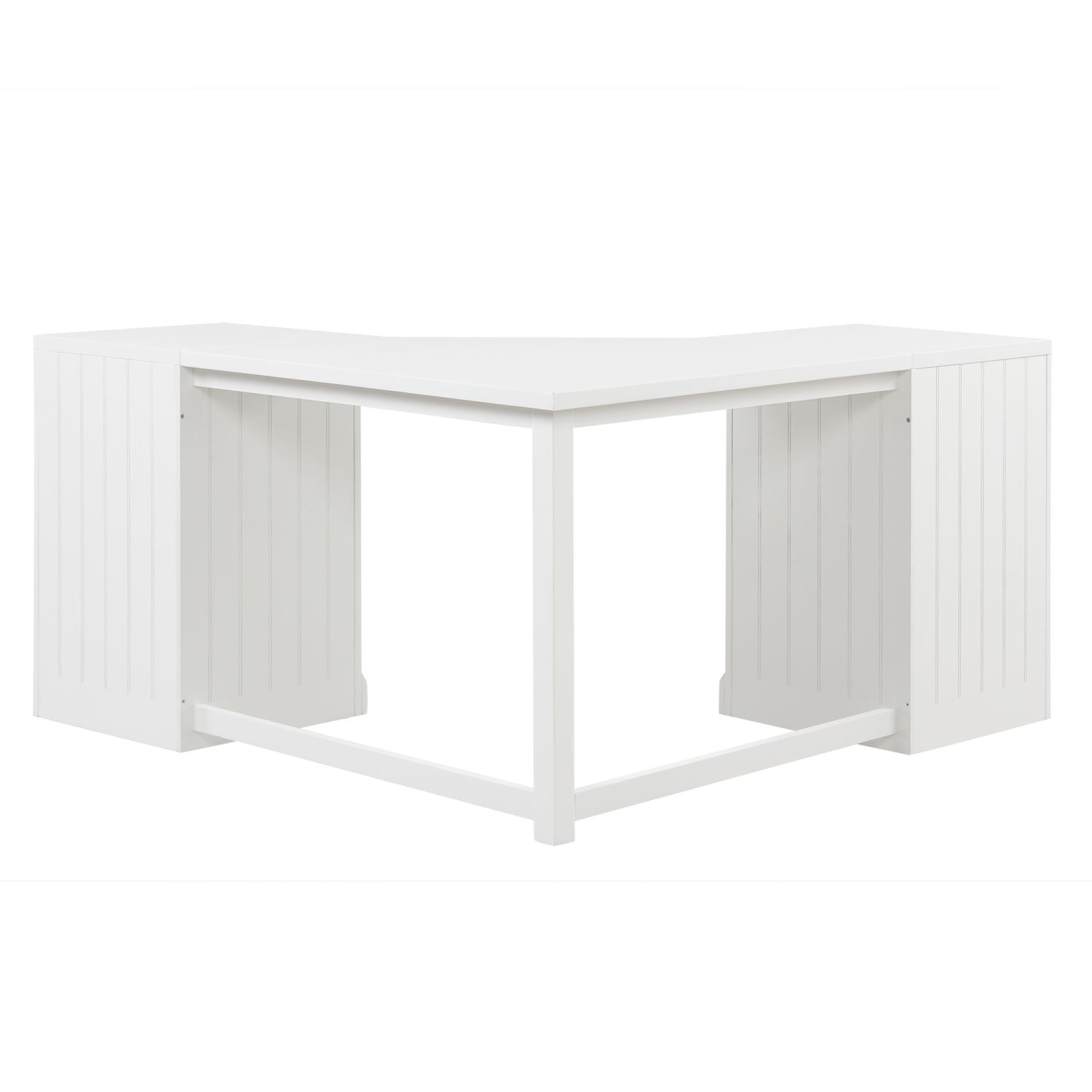 57.68" Modern L Shaped Executive Desk with 2 Storage Cabinets and 3 Drawers,Corner Writing Desk,Office Desk Furniture,Computer Desks with Depth Workstation for Home Office,Living room,White