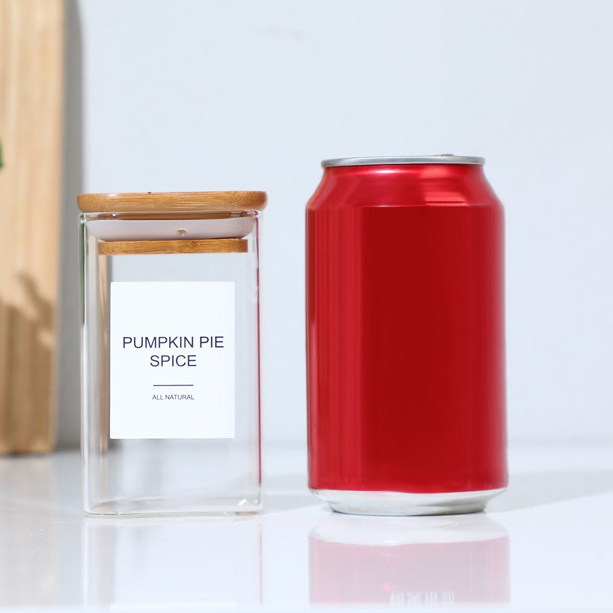 High Borosilicate Glass Spice Jar with Label and Bamboo Lid (24 x 8 Ounces), Spice Container with 72 Printed Labels and 20 Handwritten Labels, Empty Square Seasoning