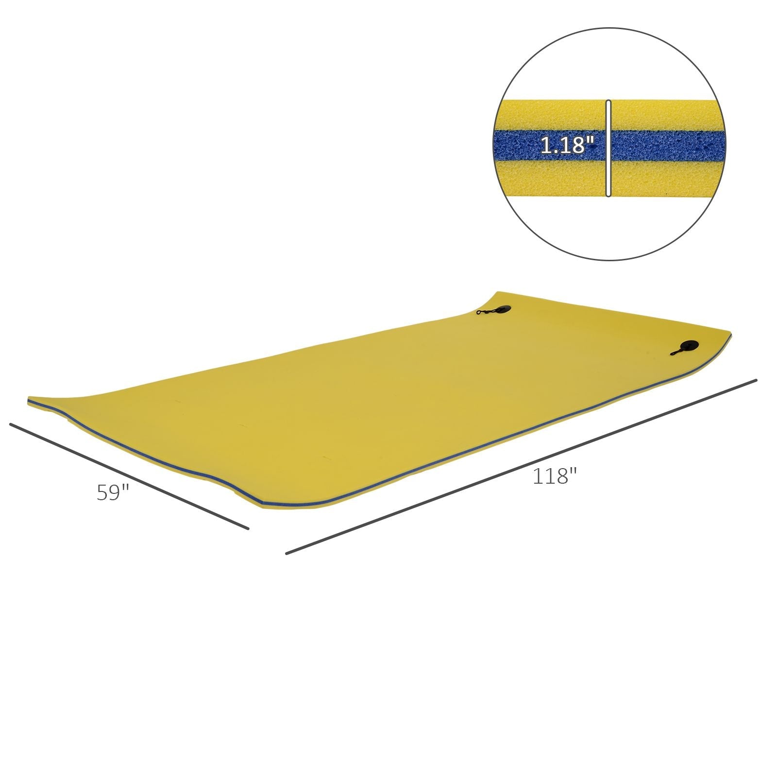 Floating Water Mat 10' x 5' 3-Layer Pool Float Foam Raft Thick for Swimming Lake Ocean Yellow