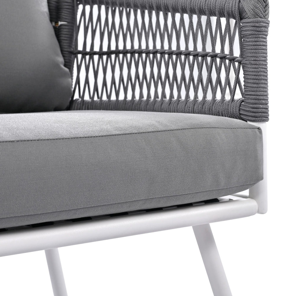 4-Piece Patio Furniture Set, Outdoor Furniture with Acacia Wood Table, Patio Conversation Set with Deep Seating & Thick Cushion for Backyard Porch Balcony