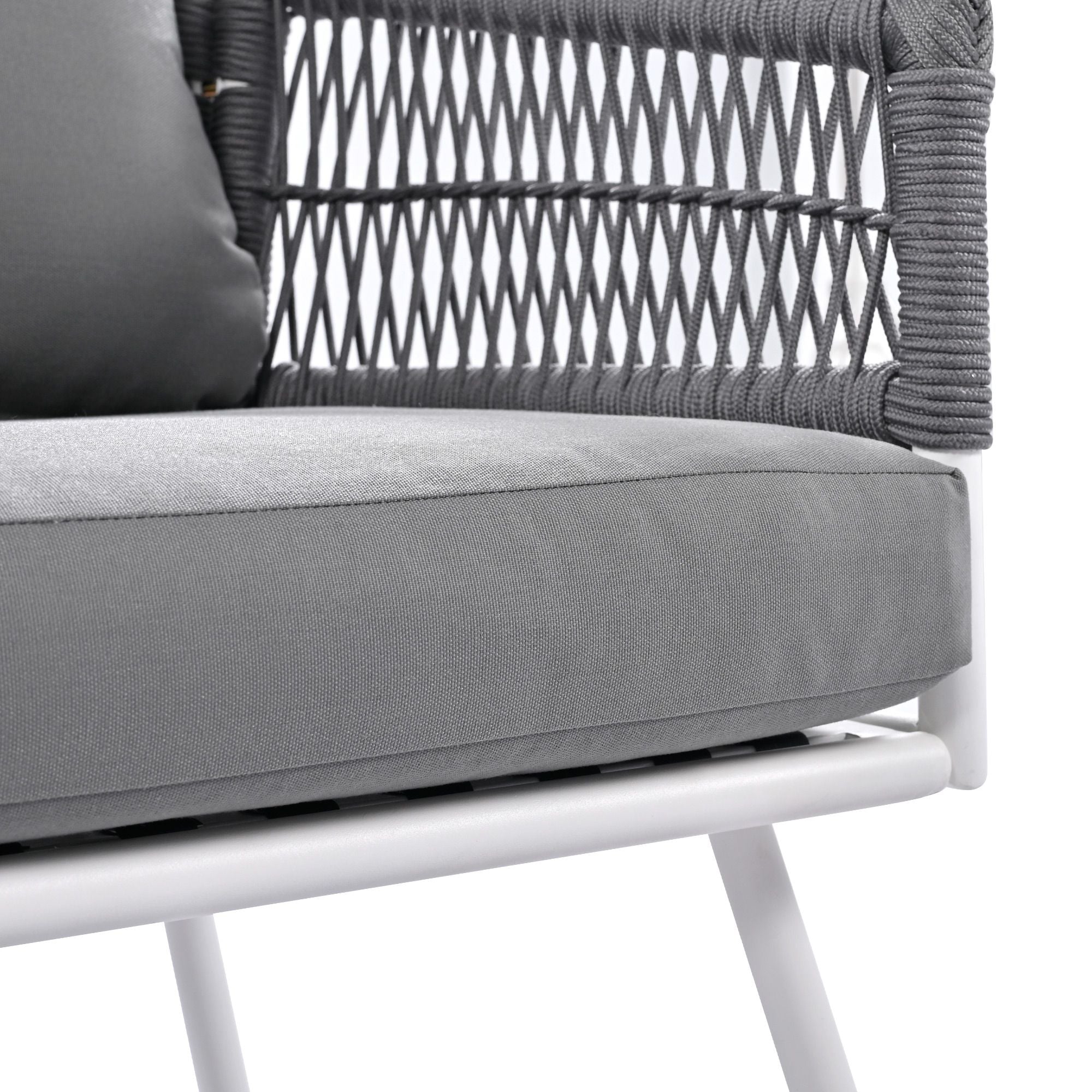 4-Piece Patio Furniture Set, Outdoor Furniture with Acacia Wood Table, Patio Conversation Set with Deep Seating & Thick Cushion for Backyard Porch Balcony