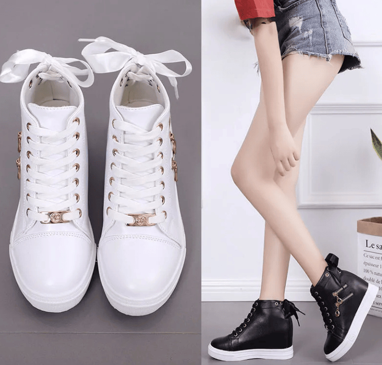 High top shoes women 2023 new fashion everything inside height-raising women's shoes campus style sports shoes casual small people show height