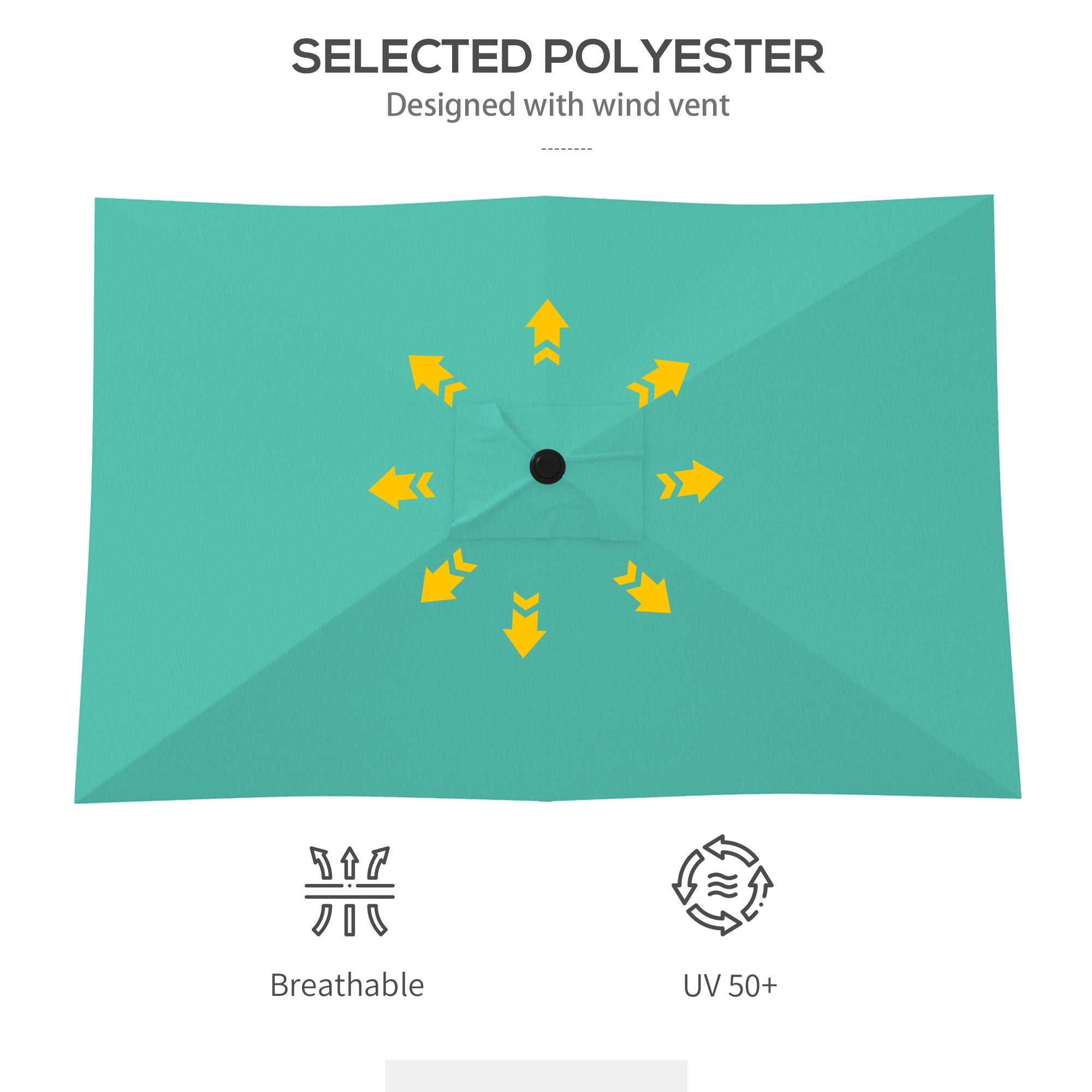 Outsunny 6.6 X 10 ft Rectangular Patio Umbrella Outdoor Table Market Umbrella with Crank & Push Button Tilt for Garden, Lawn, Deck & Backyard, Teal