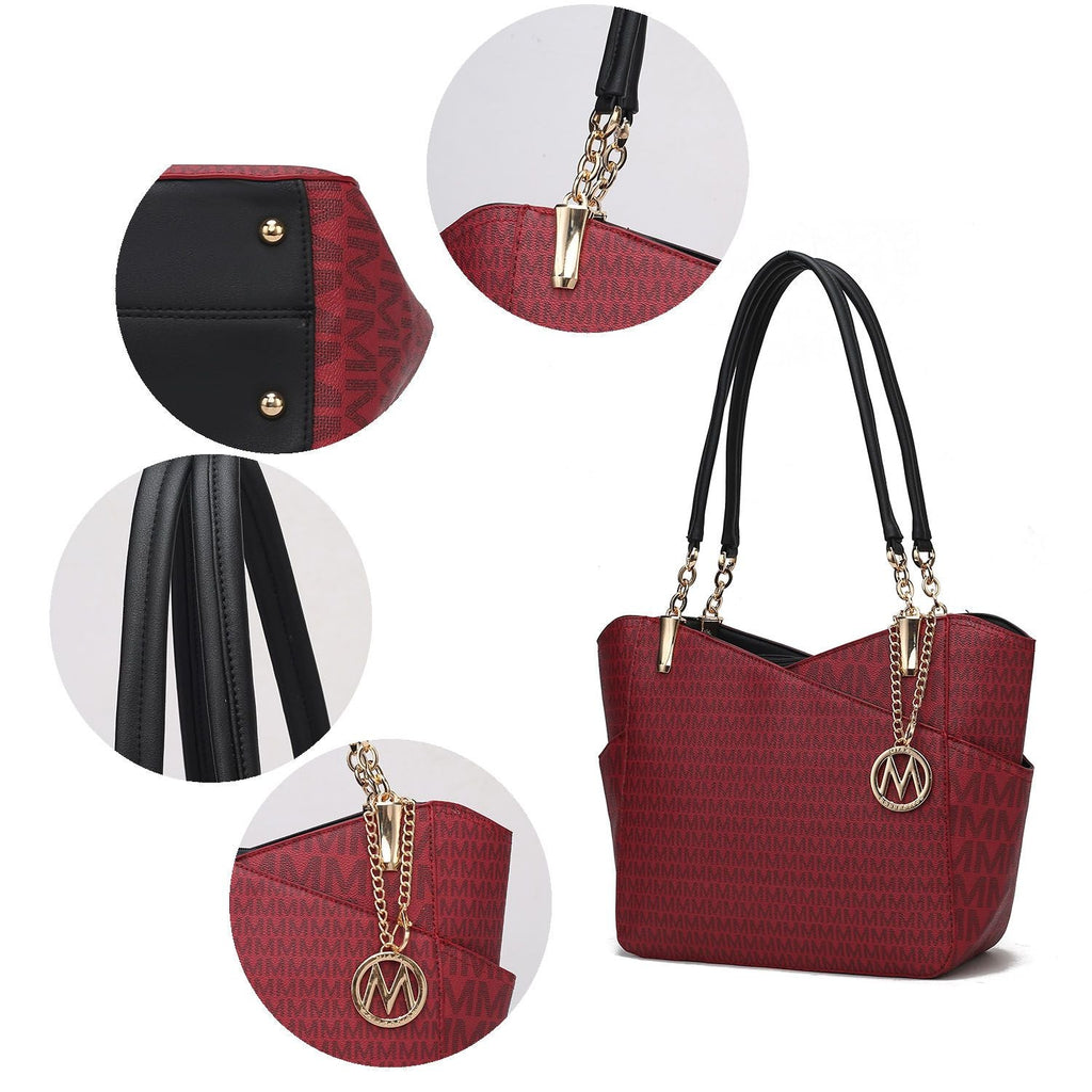 MKF Collection Jules M Logo Printed Vegan Leather Women Tote Bag by Mia k