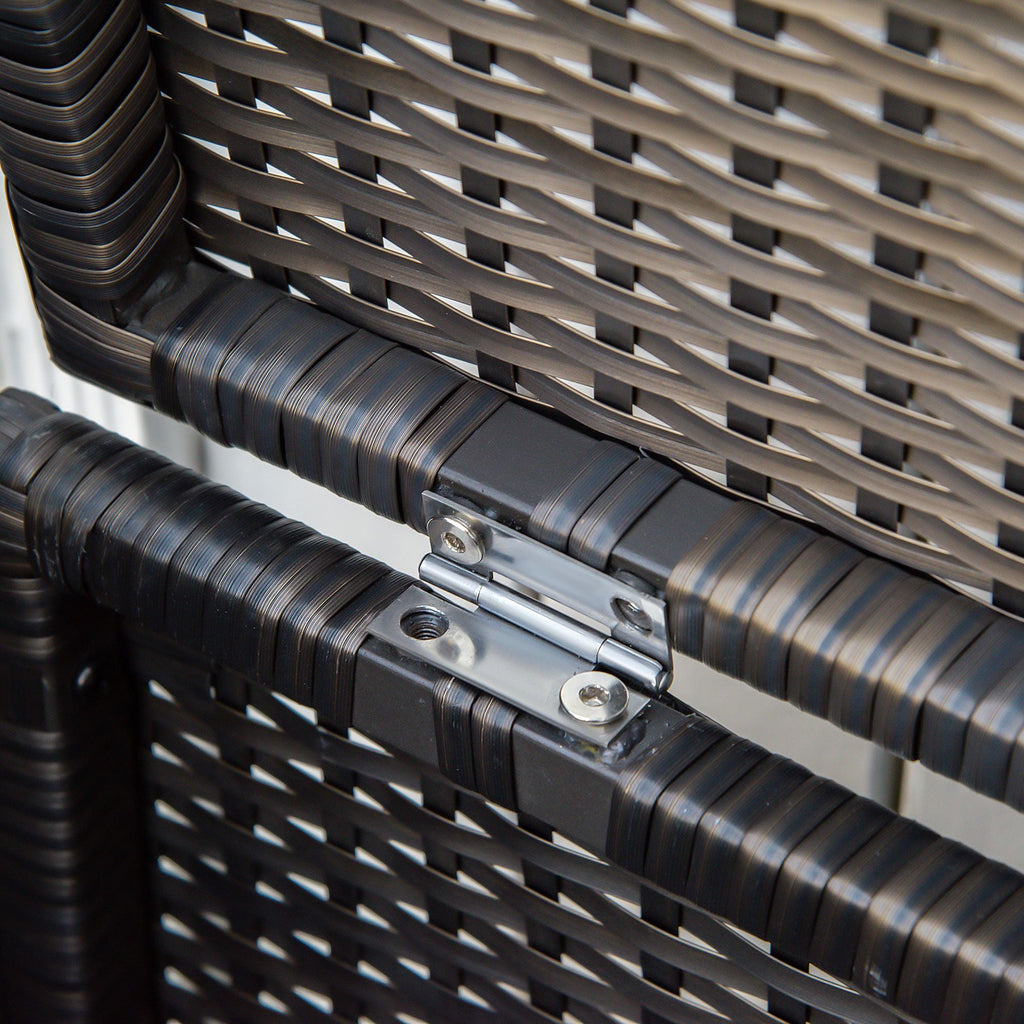 Outsunny Wicker Storage Bench Cream White Outdoor Patio PE Rattan Large Capacity